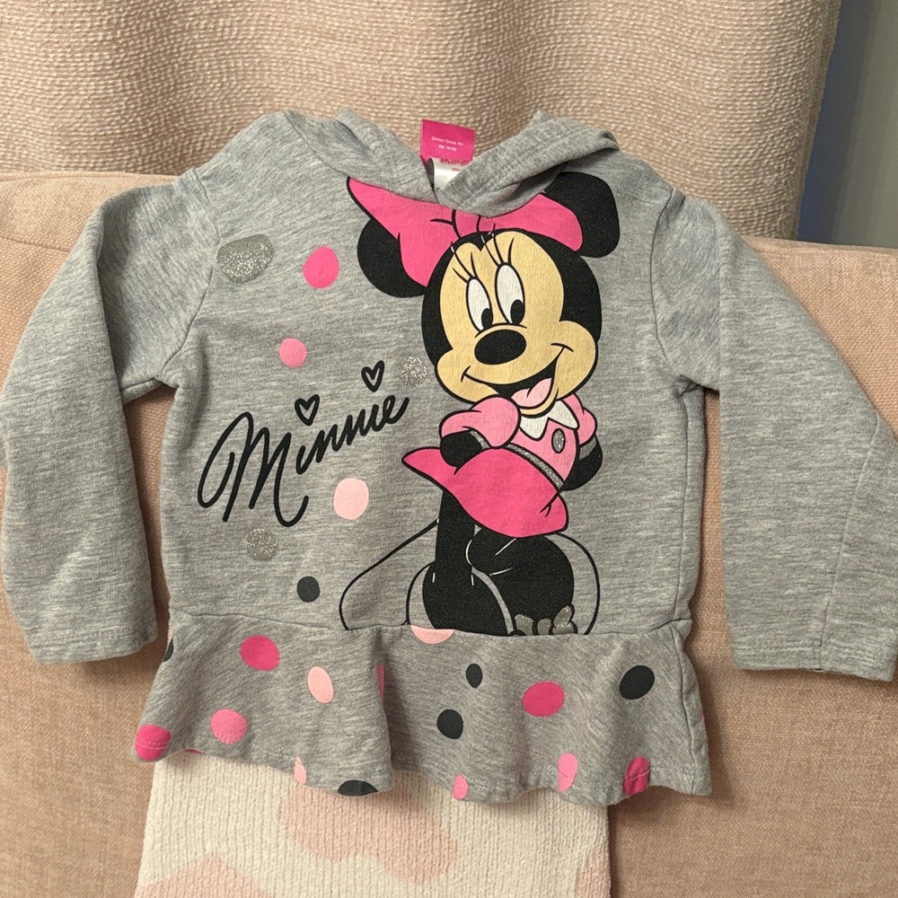 Minnie Mouse Gray and Pink Kids Hoodie